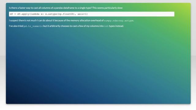 Fastest way to cast all dataframe columns to float - pandas astype slow смотреть онлайн