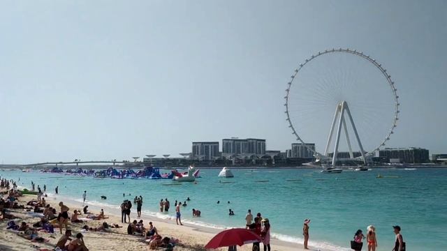 Пляж Дубай Марина. AquaFun. Колесо обозрения Ain Dubai в 2022 году смотреть онлайн