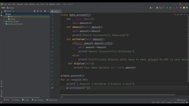 Python program of Bank Application | Deposit, Withdraw, Display Method | Python program using Class смотреть онлайн
