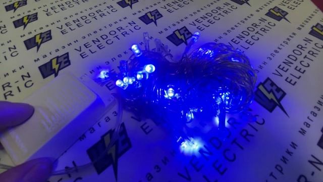 Гирлянда нить 5,2 метра силикон 8 режимов (синий) смотреть онлайн