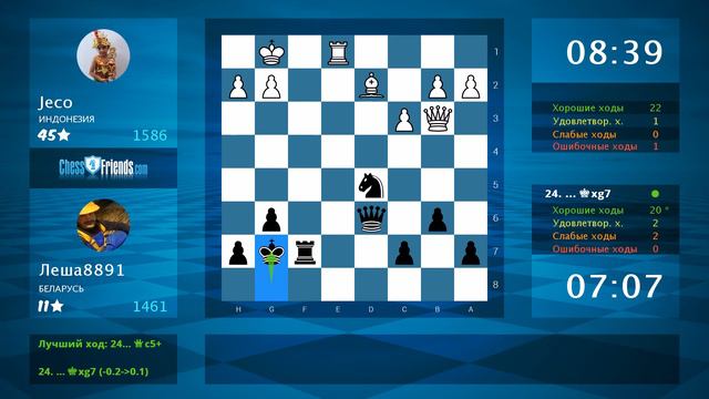 Chess Game Analysis: Jeco - Леша8891 : 1/2-1/2 (By ChessFriends.com) смотреть онлайн