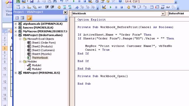 Show Excel Message with Yes and No Buttons Before Printing смотреть онлайн