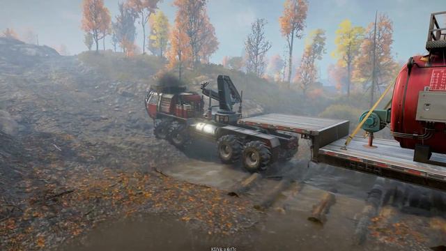 Transporting heavy boiler to the industrial area SNOWRUNNER. смотреть онлайн