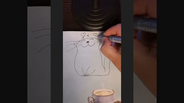 Всего 3 минуты и милый влюблённый котик готов! ?? Рисование пошагово смотреть онлайн
