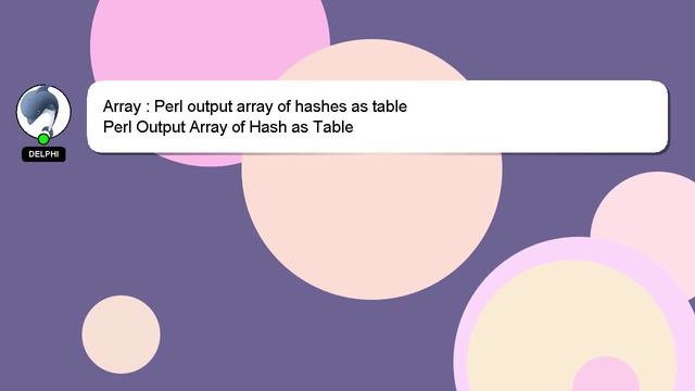 Array : Perl output array of hashes as table смотреть онлайн