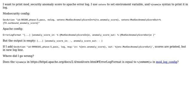 Can I print apache environment variable in error log? смотреть онлайн