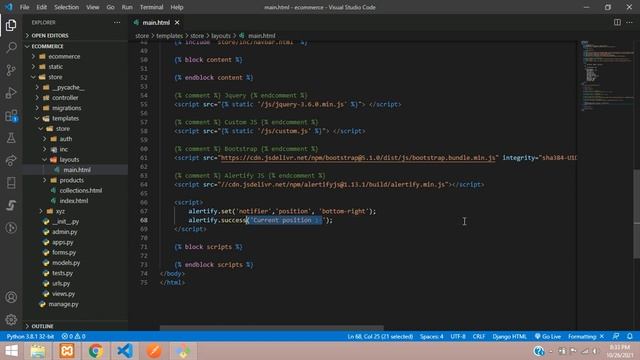 Django Ecommerce Part 10 | Show Flash message using alertify JS | Integrate Aleritfy JS смотреть онлайн