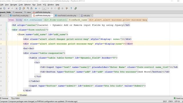 Laravel - Dynamically Add or Remove input fields using JQuery смотреть онлайн