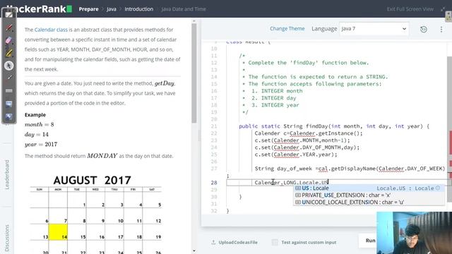 HackerRank Java Date and Time problem solution смотреть онлайн