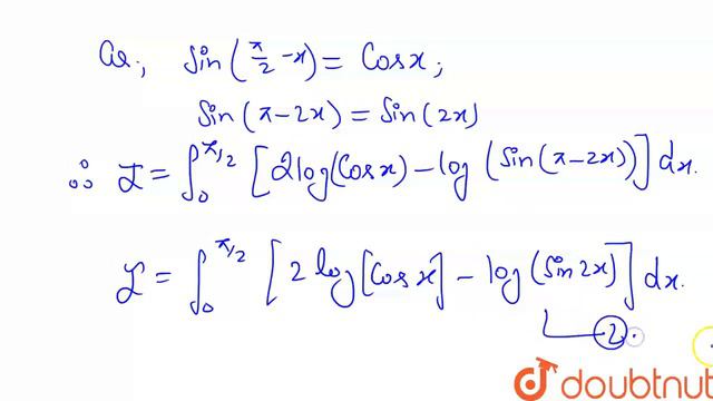 `int_(0)^(pi//2) (2logsin x - log sin 2x) dx=` смотреть онлайн