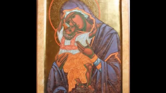 Egg tempera and water gilding - Virgin Kardiotissa iconography смотреть онлайн