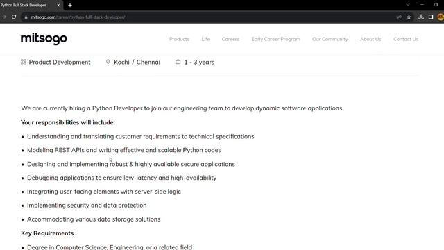 Mitsogo Hiring for Python Full Stack Developer Role - 1 to 3 years of Experience Required смотреть онлайн