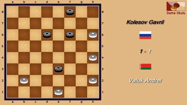 Valuk Andrei (BLR) - Kolesov Gavril (RUS). WK-match. Russian Checkers_Men- 2006.3 round. смотреть онлайн