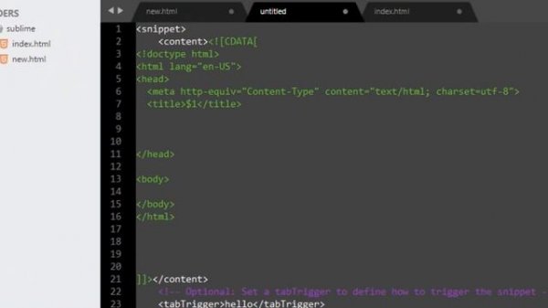 How to insert HTML5 snippet in sublime text 3.