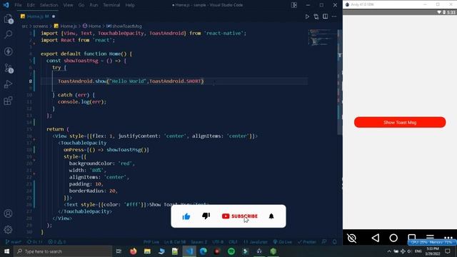 Toast Android Message In React Native | Toast Message | React Native Tutorial In Hindi #31 смотреть онлайн
