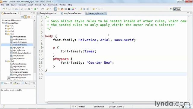 [Lynda.com] CSS с LESS и SASS - 19 - Задание вложенных правил смотреть онлайн
