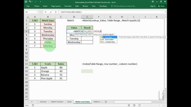 MS Excel Match & Index Function in 2016 смотреть онлайн