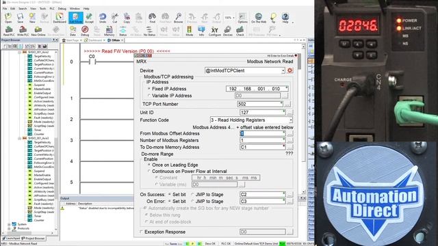 Servo Modbus TCP Tutorial using a Do-more PLC and the SureServo2 смотреть онлайн