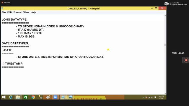 Day 2-Datatypes In Oracle. смотреть онлайн