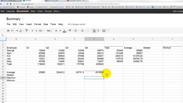 Google Docs - Spreadsheet - Summary of Formulas - No Narration смотреть онлайн