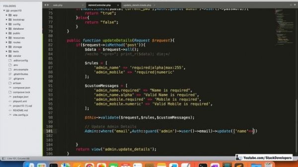 Laravel 10 Tutorial #13 | Laravel Admin Panel | Update Admin Details (I) | Create Admin Details Pag