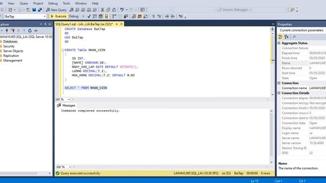 [SQL Server] Create và Insert dữ liệu vào bảng смотреть онлайн