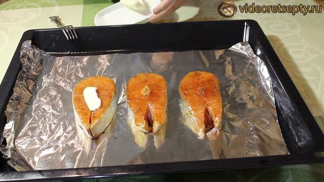 Стейк из семги в духовке | Видео Рецепт