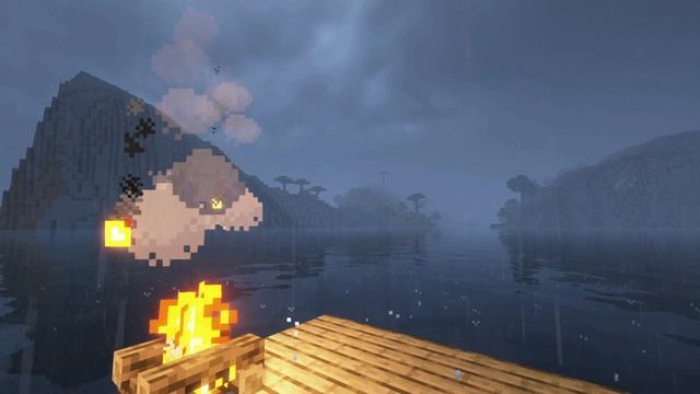? Minecraft Rain and thunder on the river | Cozy fireplace sounds to study and relax to | 8 hours смотреть онлайн