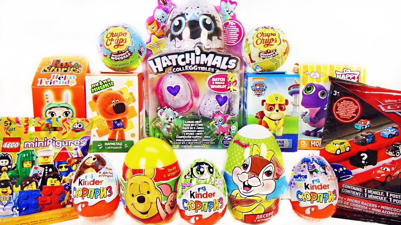 15 Киндер Сюрпризов, Unboxing Kinder Surprise HATCHIMALS,Ми-ми-мишки,LEGO, Дисней,Paw Patrol,ЛУНТИК