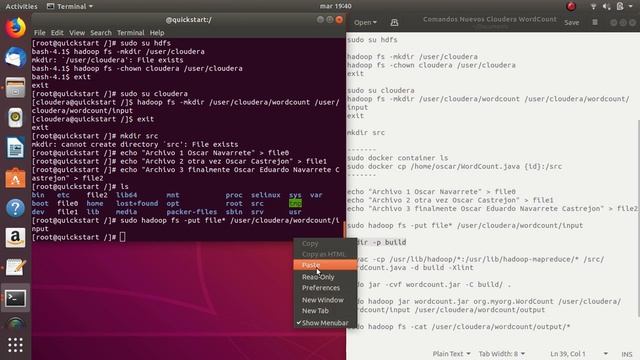 Configuración y ejecución de WordCount.java en cloudera/quickstart Docker - Ubuntu 18.04 смотреть онлайн