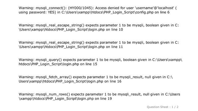 MySQL : Warning: mysqli_connect(): (HY000/1045): Access denied for user 'username'@'localhost' (usi смотреть онлайн