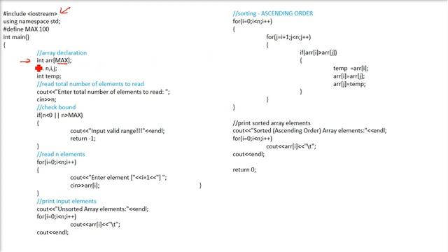 C++ program to sort an array in Ascending Order | sort array in ascending order in c/c++ HINDI URDU смотреть онлайн