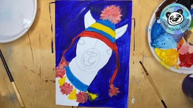 Лама,зима в Андах,малюнок гуашшю смотреть онлайн