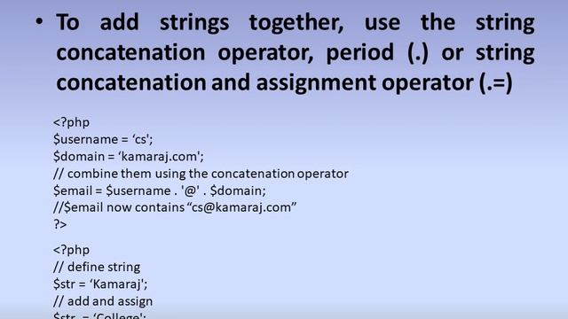 Using String Operators in PHP смотреть онлайн