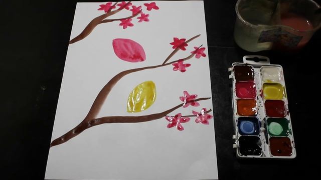 Рисование "Птицы на цветущем дереве" смотреть онлайн