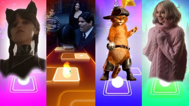 Wednesday Dance vs Gomez Addams vs Puss in Boots vs Enid - Tiles Hop EDM Rush смотреть онлайн