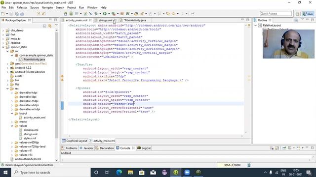 Spinner Control with Static Item in Android смотреть онлайн