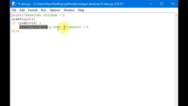 Python 5-dars If shart amali. Shart ifodalari #python #if #sharti #algoritmlari смотреть онлайн