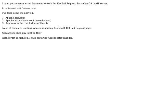 DevOps & SysAdmins: Apache ErrorDocument directive not working смотреть онлайн
