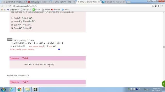 2017 LA Sec 7.3,7.4, 7.5, Rank-Nullity theorem, Rank theorem, Projection theorem смотреть онлайн