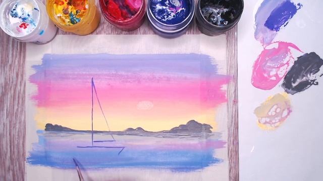 Рисуем закат и парусник на море. Правополушарное рисование смотреть онлайн