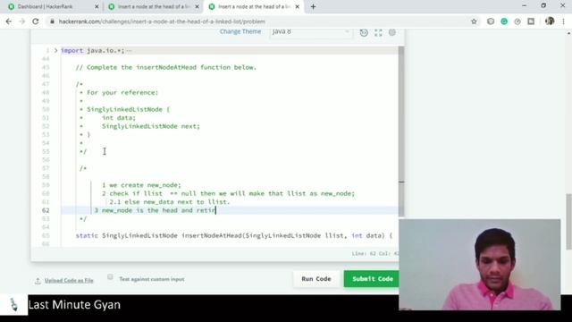 HackerRank Insert A Node At The Head Of A Linked List Solution Explained - Java смотреть онлайн