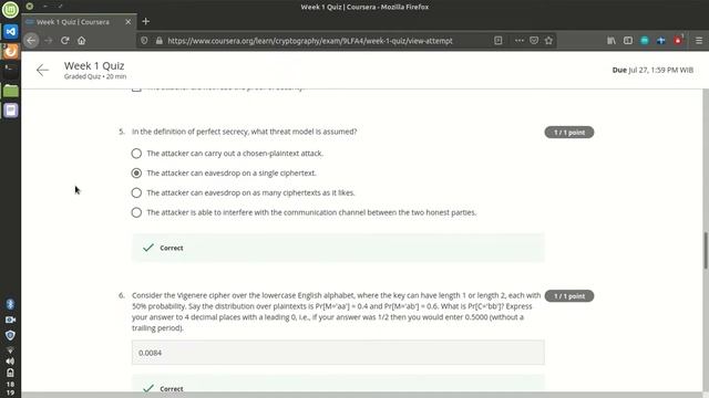 Coursera Cryptography University Of Maryland Quiz Week 1 Answer смотреть онлайн