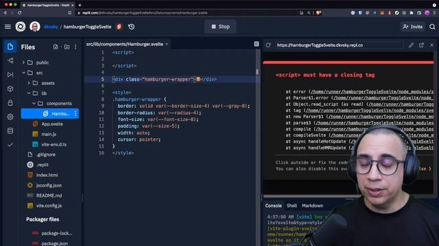 Svelte Hamburger Toggle Using Class Directive, Open Props and Replit смотреть онлайн