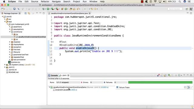 JUnit 5 - Demo - Java Runtime Environment Conditions (@EnabledOnJre and @DisabledOnJre) смотреть онлайн