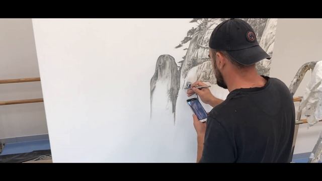 Аэрография на стене. Painting Горы Timelapse смотреть онлайн