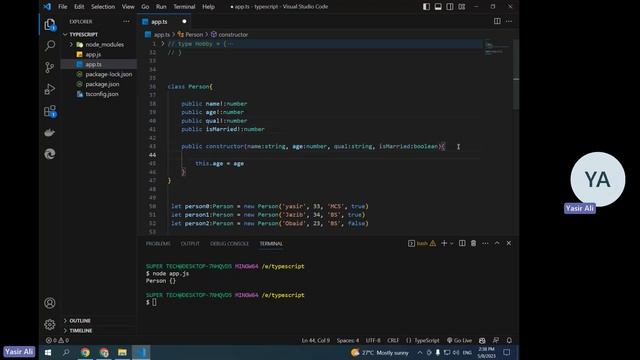 Classes in TypeScript, Constructor function, Creating an Instance of the Class смотреть онлайн