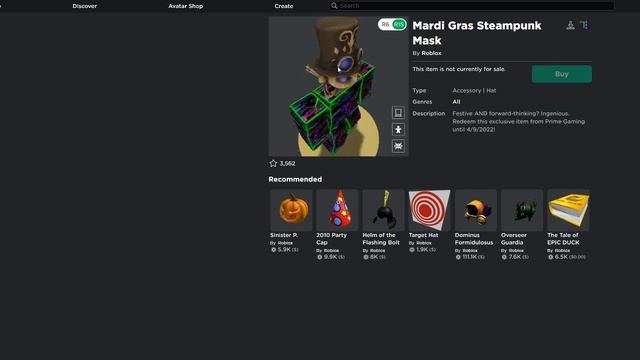 Mardi Gras Steampunk Mask | Roblox смотреть онлайн
