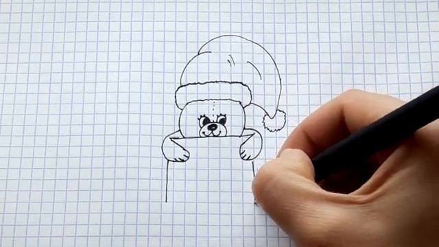 Рисуем простые рисунки #50. Как нарисовать Новогоднего Мишку с подарком - Рисунки в ЛД смотреть онлайн