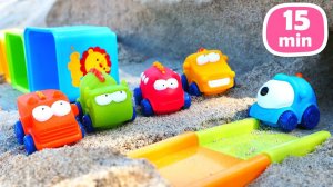 Разноцветные машинки строят трассу и другое! Песочница - Видео для детей и малышей - Сборник